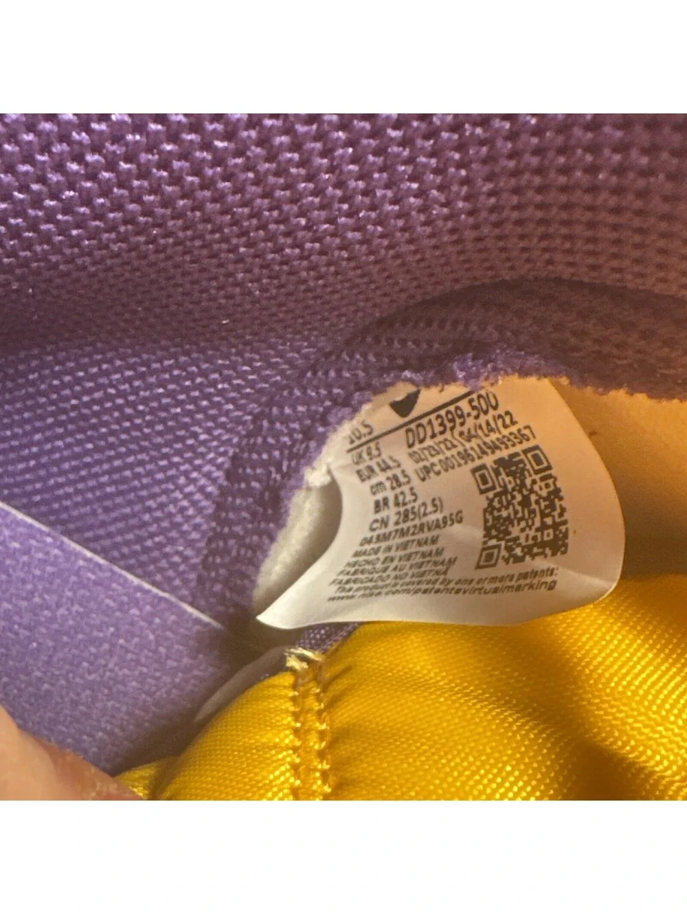 Nike Dunk High Retro Lakers Mens Size 10.5 DD1399 500 Court Purple Gold
